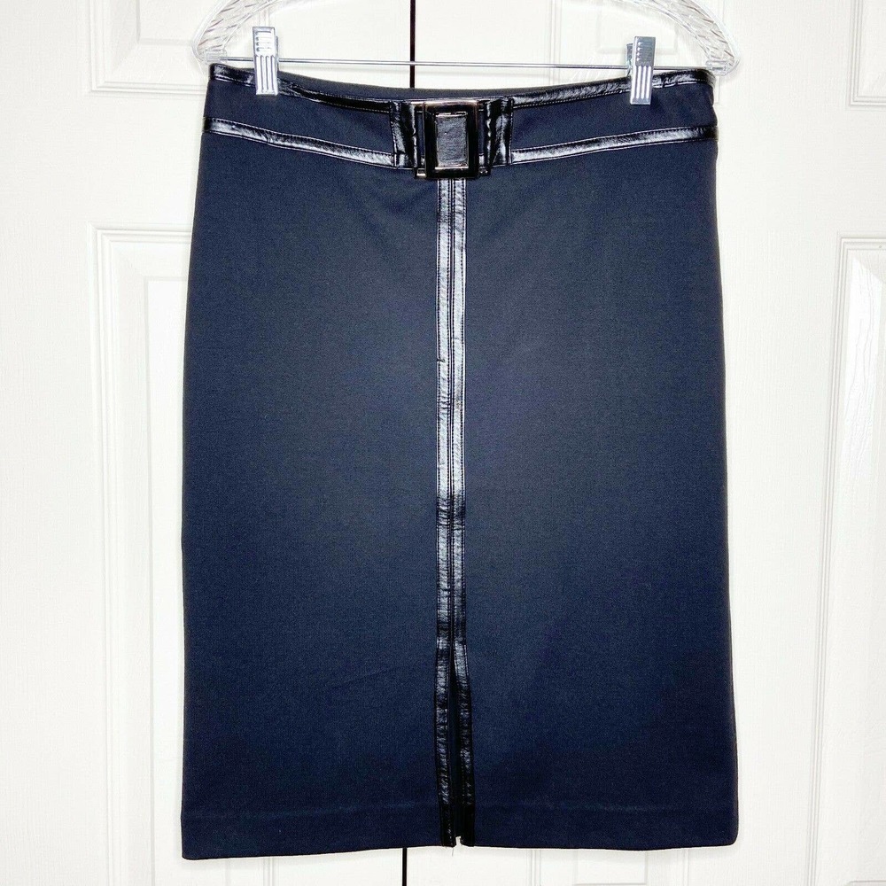 Chelsea & Theodore Faux Leather Belted Skirt